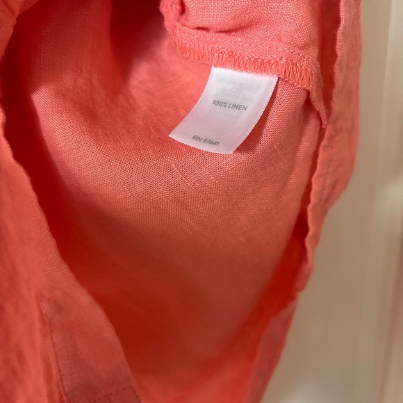 J. Jill Linen Coral Orange Button Down Pleated Tunic Size Small Vacation Coverup - Picture 7 of 11